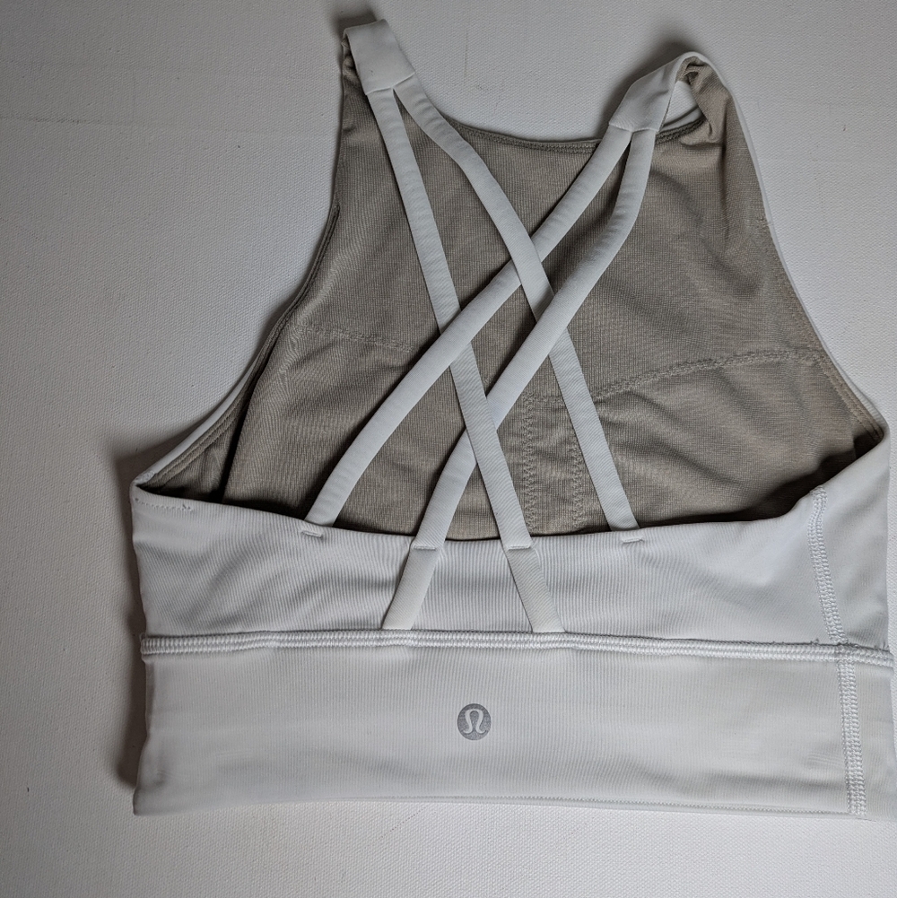 Lululemon Energy Bra White Luxtreme Mesh Workout Run Yoga Size 4 euc - Picture 10 of 10